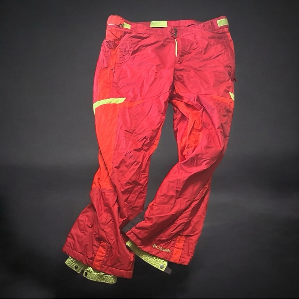 Columbia Ski Snow Pants XXL Red Neon Yellow Waterproof Insulated Outdoor